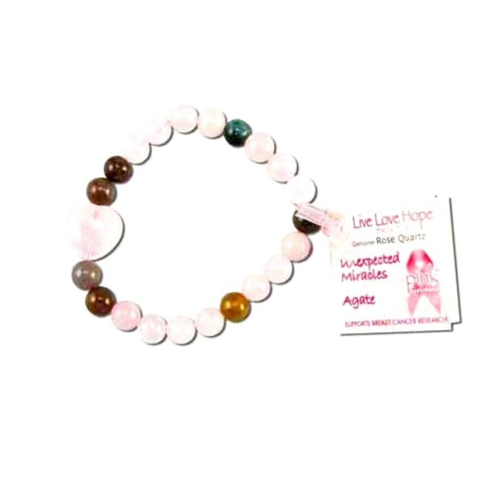 Zorbitz Beaded Bracelet Rose Quartz Live Love Hope Unexpected Miracles Agate